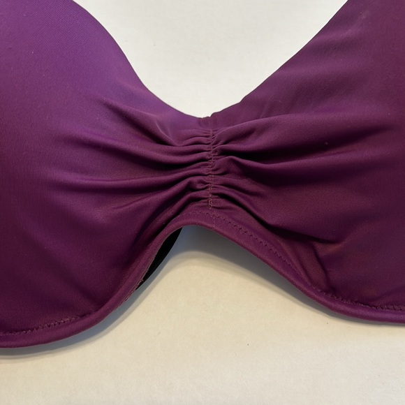 VICTORIA'S SECRET 36C Plum Purple Jewel Tone Bikini Top Swim Stapless Ruched - Picture 2 of 7